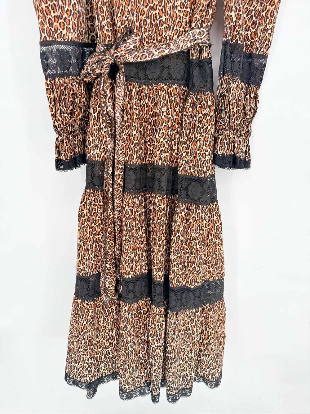 David Brown Vintage 70s Small Animal Print 100% Cotton Maxi Dress Boho Prairie - Picture 6 of 13